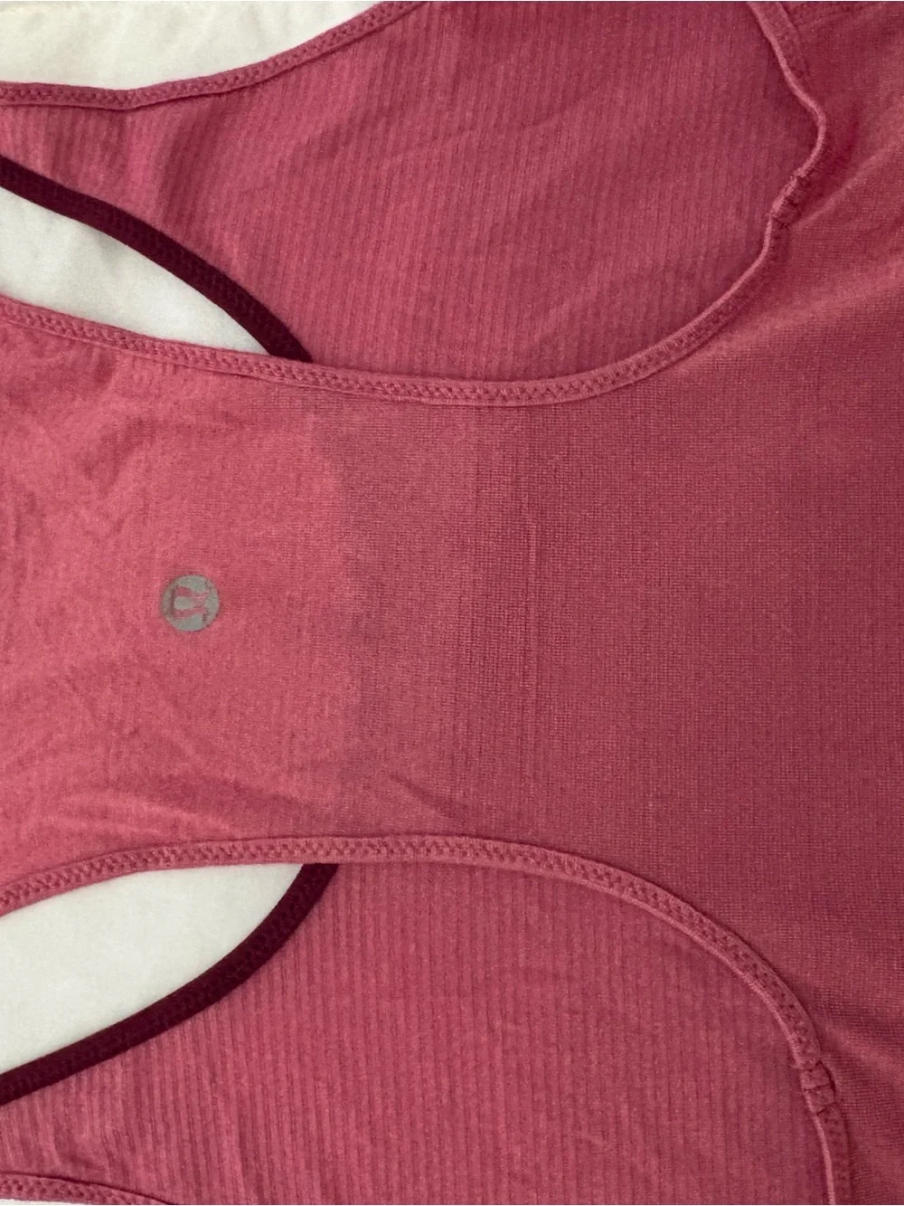 lululemon athletica Rose Pink racerback tank with Burgundy Trim